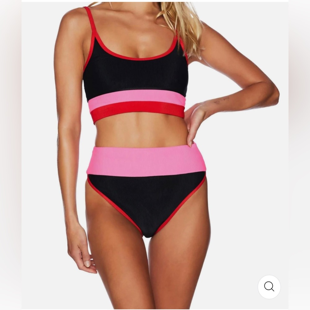 Beach Riot - Emmy Bikini Bottom in Lipstick Colorblock